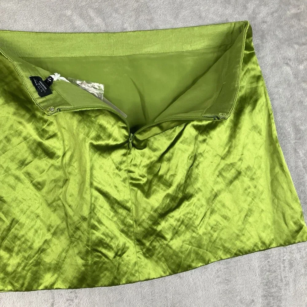 J Crew Collection Skirt Green Crystal Embellished Mini Satin Fairfax Womens 6